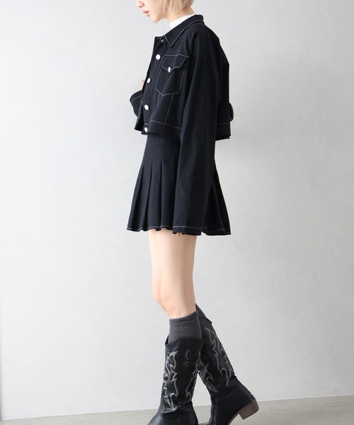 SpRay（スプレイ）の「ツイルステッチプリーツ　ＳＥＴ　ＵＰ（セットアップ・レディース・ブラウン/チャコールグレー/ブラック・FREE）」の8枚目の写真