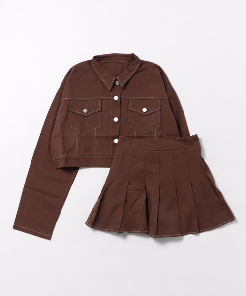 SpRay（スプレイ）の「ツイルステッチプリーツ　ＳＥＴ　ＵＰ（セットアップ・レディース・ブラウン/チャコールグレー/ブラック・FREE）」の6枚目の写真