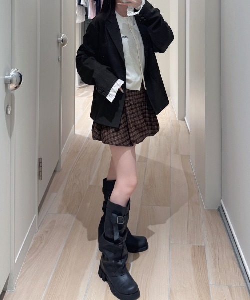 nemne store（ネンネストア）の「レースジャケット（テーラードジャケット・レディース・ブラウン/チャコールグレー・SMALL/MEDIUM）」の5枚目の写真