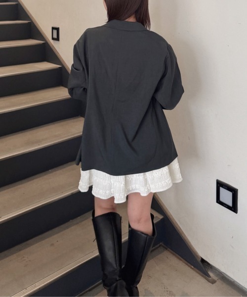 nemne store（ネンネストア）の「レースジャケット（テーラードジャケット・レディース・ブラウン/チャコールグレー・SMALL/MEDIUM）」の4枚目の写真