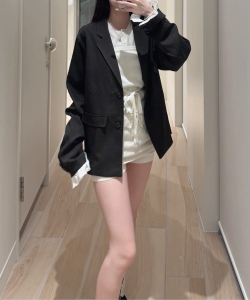 nemne store（ネンネストア）の「レースジャケット（テーラードジャケット・レディース・ブラウン/チャコールグレー・SMALL/MEDIUM）」の6枚目の写真