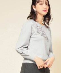 Sunauna（スーナウーナ）の「【SS～Lサイズ展開／チュール刺繍】クラフトニット（ニット/セーター）」