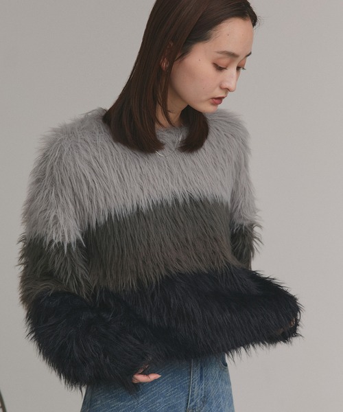 ad thie(アドティエ)の「グラデーション シャギーニット(ニット/セーター・レディース・グリーン/ブラウン/ブラック・FREE)」の2枚目の写真