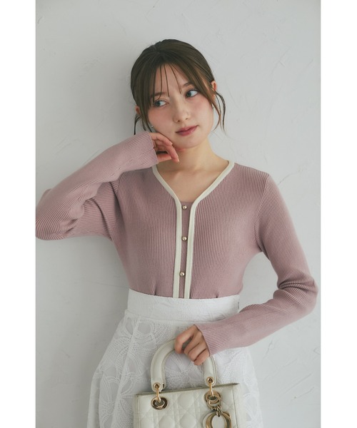 ZOZO限定】細リブ配色もちもちニットトップス（ニット/セーター