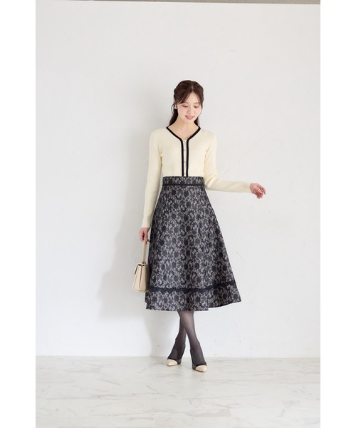 tocco closet（トッコ　クローゼット）の「【ZOZO限定】細リブ配色もちもちニットトップス（ニット/セーター・レディース・チャコール/ネイビー/オフホワイト/ブラック/ピンクベージュ/ブルー/ボルドー・M）」の9枚目の写真