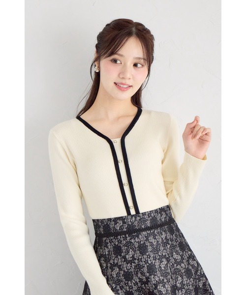 tocco closet（トッコ　クローゼット）の「【ZOZO限定】細リブ配色もちもちニットトップス（ニット/セーター・レディース・チャコール/ネイビー/オフホワイト/ブラック/ピンクベージュ/ブルー/ボルドー・M）」の13枚目の写真