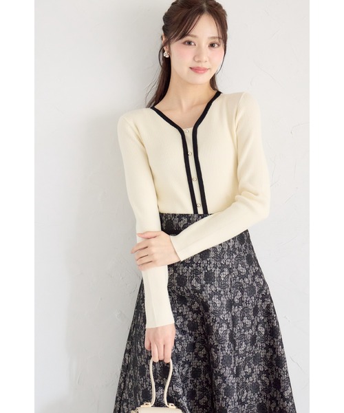 tocco closet（トッコ　クローゼット）の「【ZOZO限定】細リブ配色もちもちニットトップス（ニット/セーター・レディース・チャコール/ネイビー/オフホワイト/ブラック/ピンクベージュ/ブルー/ボルドー・M）」の10枚目の写真