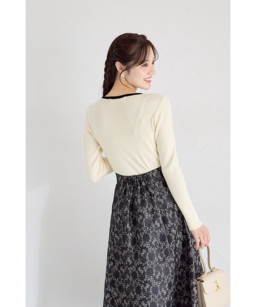tocco closet（トッコ　クローゼット）の「【ZOZO限定】細リブ配色もちもちニットトップス（ニット/セーター・レディース・チャコール/ネイビー/オフホワイト/ブラック/ピンクベージュ/ブルー/ボルドー・M）」の14枚目の写真