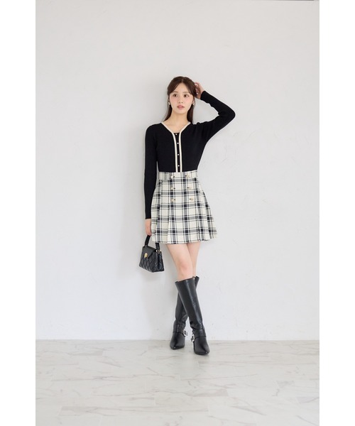 tocco closet（トッコ　クローゼット）の「【ZOZO限定】細リブ配色もちもちニットトップス（ニット/セーター・レディース・チャコール/ネイビー/オフホワイト/ブラック/ピンクベージュ/ブルー/ボルドー・M）」の15枚目の写真