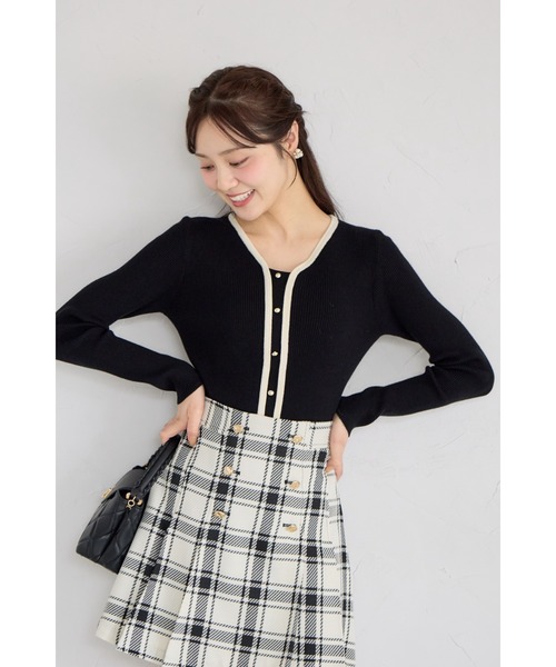 tocco closet（トッコ　クローゼット）の「【ZOZO限定】細リブ配色もちもちニットトップス（ニット/セーター・レディース・チャコール/ネイビー/オフホワイト/ブラック/ピンクベージュ/ブルー/ボルドー・M）」の19枚目の写真