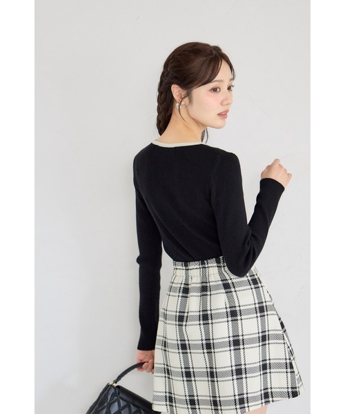 tocco closet（トッコ　クローゼット）の「【ZOZO限定】細リブ配色もちもちニットトップス（ニット/セーター・レディース・チャコール/ネイビー/オフホワイト/ブラック/ピンクベージュ/ブルー/ボルドー・M）」の21枚目の写真