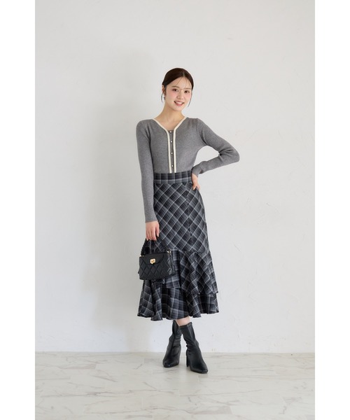 tocco closet（トッコ　クローゼット）の「【ZOZO限定】細リブ配色もちもちニットトップス（ニット/セーター・レディース・チャコール/ネイビー/オフホワイト/ブラック/ピンクベージュ/ブルー/ボルドー・M）」の22枚目の写真