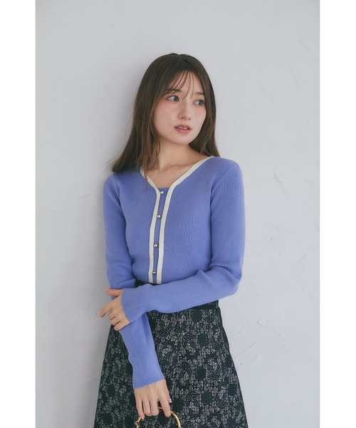 ZOZO限定】細リブ配色もちもちニットトップス（ニット/セーター