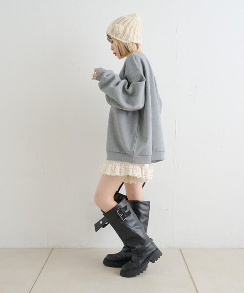 w closet（ダブルクローゼット）の「ハートフリルスウェット（パーカー・レディース・グレー/レッド/グリーン/アイボリー・FREE）」の16枚目の写真