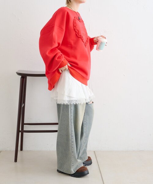 ハートフリルスウェット（パーカー）｜w closet（ダブルクローゼット