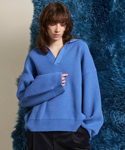 MAISON SPECIAL(メゾンスペシャル)の「《UNISEX》Prime-Over Skipper Knit/プライムオーバースキッパーニット【MAISON SPECIAL/メゾンスペシャル】(ニット/セーター・メンズ・アイボリー/ブラック/サックスブルー/レッド・0/1/2)」の3枚目の写真