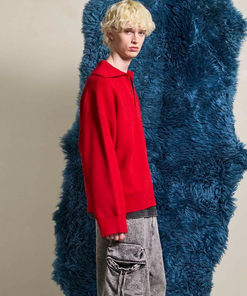 MAISON SPECIAL(メゾンスペシャル)の「《UNISEX》Prime-Over Skipper Knit/プライムオーバースキッパーニット【MAISON SPECIAL/メゾンスペシャル】(ニット/セーター・メンズ・アイボリー/ブラック/サックスブルー/レッド・0/1/2)」の21枚目の写真