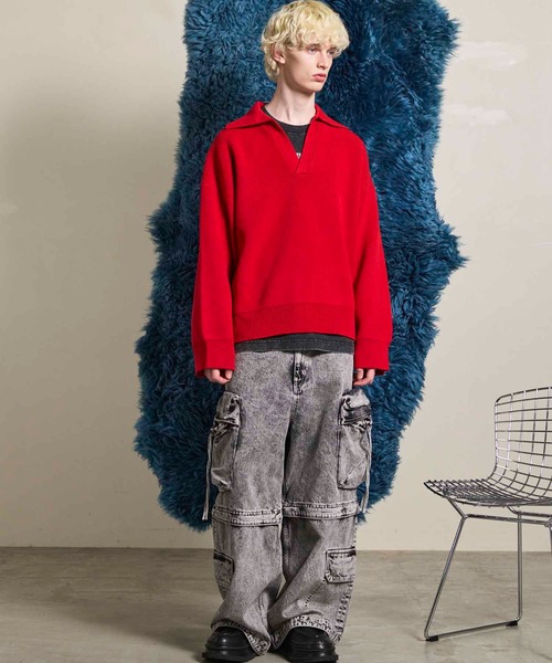 MAISON SPECIAL(メゾンスペシャル)の「《UNISEX》Prime-Over Skipper Knit/プライムオーバースキッパーニット【MAISON SPECIAL/メゾンスペシャル】(ニット/セーター・メンズ・アイボリー/ブラック/サックスブルー/レッド・0/1/2)」の10枚目の写真