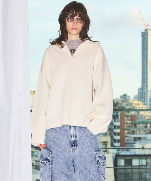 MAISON SPECIAL(メゾンスペシャル)の「《UNISEX》Prime-Over Skipper Knit/プライムオーバースキッパーニット【MAISON SPECIAL/メゾンスペシャル】(ニット/セーター・メンズ・アイボリー/ブラック/サックスブルー/レッド・0/1/2)」の11枚目の写真