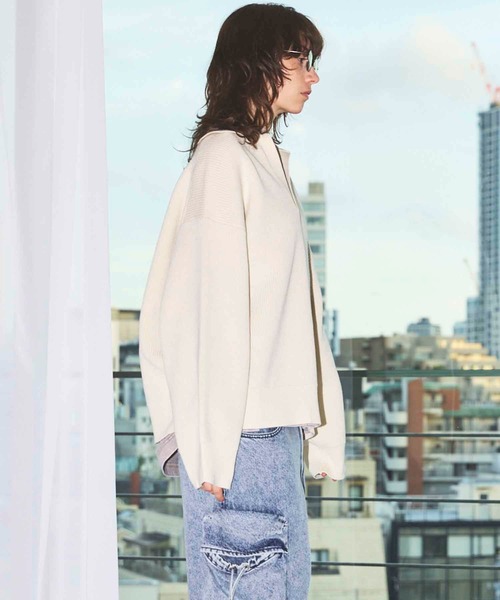 MAISON SPECIAL(メゾンスペシャル)の「《UNISEX》Prime-Over Skipper Knit/プライムオーバースキッパーニット【MAISON SPECIAL/メゾンスペシャル】(ニット/セーター・メンズ・アイボリー/ブラック/サックスブルー/レッド・0/1/2)」の12枚目の写真