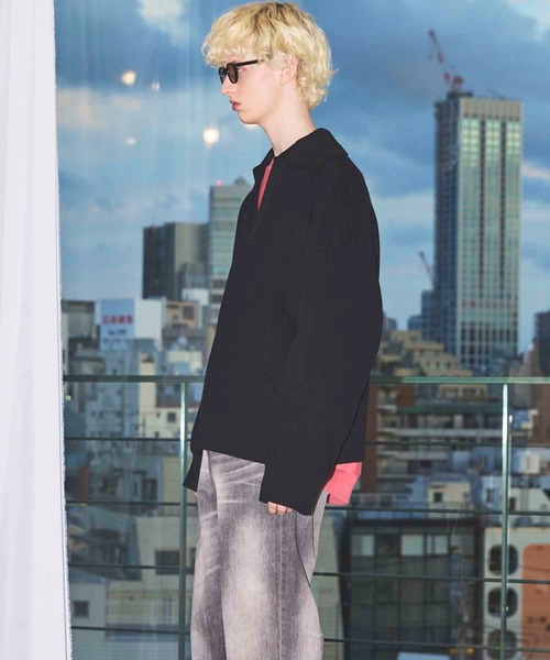 MAISON SPECIAL(メゾンスペシャル)の「《UNISEX》Prime-Over Skipper Knit/プライムオーバースキッパーニット【MAISON SPECIAL/メゾンスペシャル】(ニット/セーター・メンズ・アイボリー/ブラック/サックスブルー/レッド・0/1/2)」の15枚目の写真