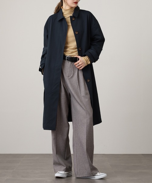 OMNES（オムネス）の「OMNES Supremo ステンカラーコート（ステンカラーコート・レディース・ネイビー/ベージュ・FREE）」の6枚目の写真