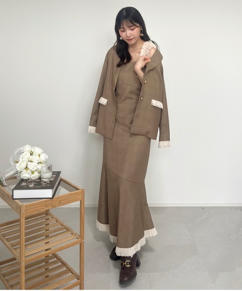 31 Sons de mode(トランテアン ソン ドゥ モード)の「WEB限定アイテム チュールフリルワンピース(ワンピース・レディース・ピンク/アイボリー/ブラウン系・フリ-)」の4枚目の写真