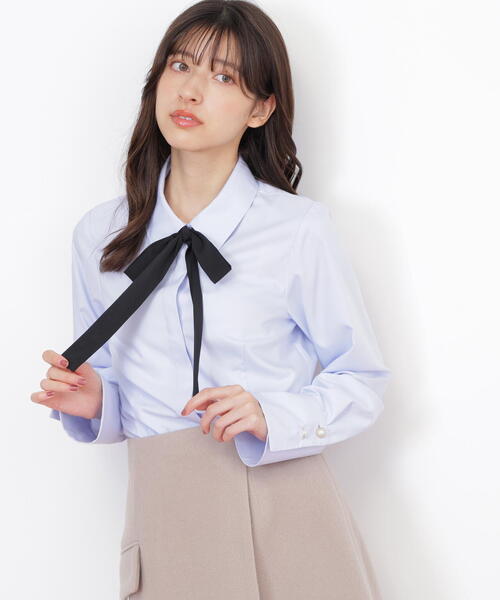 JILL by JILL STUART（ジルバイジルスチュアート）の「◇リボンタイ付シャツ（シャツ/ブラウス・レディース・ブルー/ホワイト・FREE）」の14枚目の写真