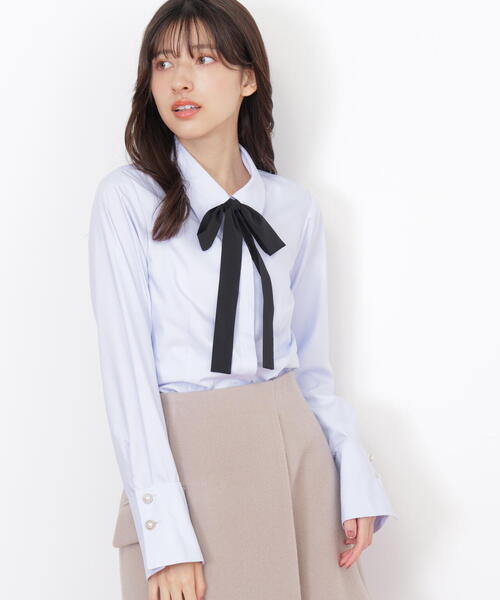 JILL by JILL STUART（ジルバイジルスチュアート）の「◇リボンタイ付シャツ（シャツ/ブラウス・レディース・ブルー/ホワイト・FREE）」の19枚目の写真