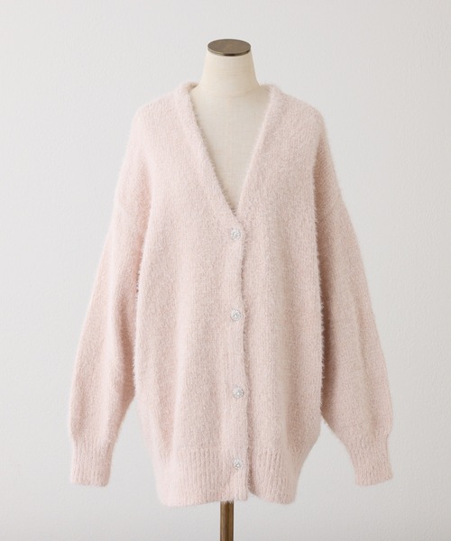 one after another NICE CLAUP（ワンアフターアナザーナイスクラップ）の「キラキラボタンベロアモールニットカーディガン（カーディガン/ボレロ・レディース・チャコールグレー/ピンク/サックスブルー/アイボリー・FREE）」の21枚目の写真