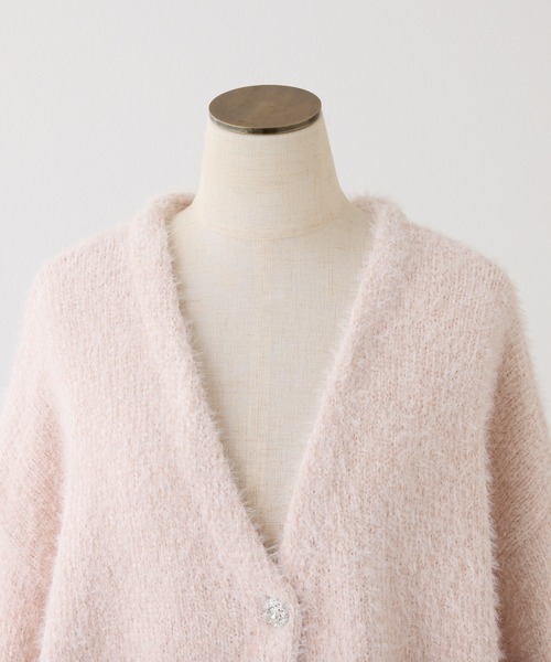 one after another NICE CLAUP（ワンアフターアナザーナイスクラップ）の「キラキラボタンベロアモールニットカーディガン（カーディガン/ボレロ・レディース・チャコールグレー/ピンク/サックスブルー/アイボリー・FREE）」の22枚目の写真