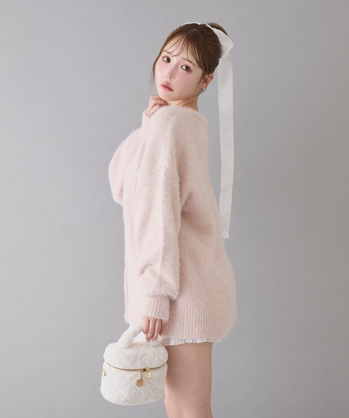 one after another NICE CLAUP（ワンアフターアナザーナイスクラップ）の「キラキラボタンベロアモールニットカーディガン（カーディガン/ボレロ・レディース・チャコールグレー/ピンク/サックスブルー/アイボリー・FREE）」の18枚目の写真