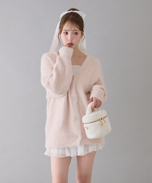 one after another NICE CLAUP（ワンアフターアナザーナイスクラップ）の「キラキラボタンベロアモールニットカーディガン（カーディガン/ボレロ・レディース・チャコールグレー/ピンク/サックスブルー/アイボリー・FREE）」の19枚目の写真