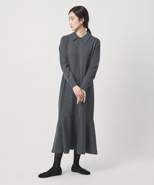 UNITED ARROWS（ユナイテッドアローズ）の「ニット ペプラム ロング ワンピース（ワンピース・レディース・ネイビー/ダークグレー・38/36）」の7枚目の写真