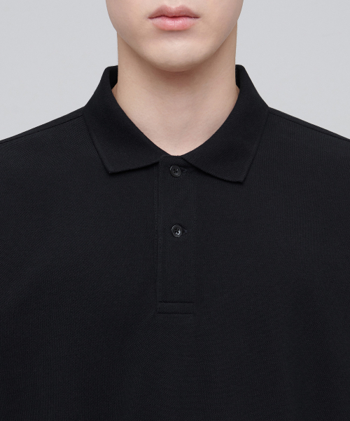 MUSINSA STANDARD（ムシンサスタンダード）の「リラックスフィットピケポロシャツ[ブラック]（ポロシャツ・メンズ・その他・SMALL/MEDIUM/LARGE/X-LARGE）」の3枚目の写真