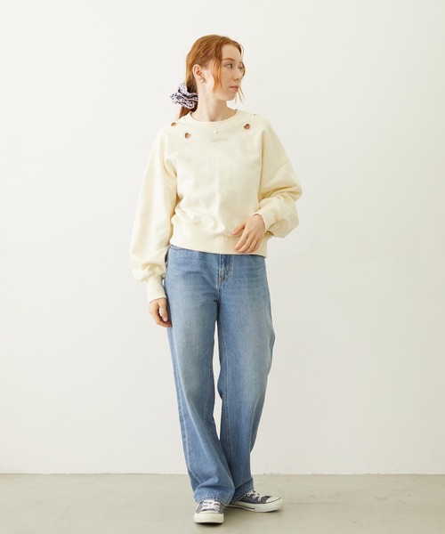 MILKFED.（ミルクフェド）の「HEART CUTWORK TOP（スウェット・レディース・オフホワイト/ライトブルー/チャコール・ONE SIZE）」の11枚目の写真