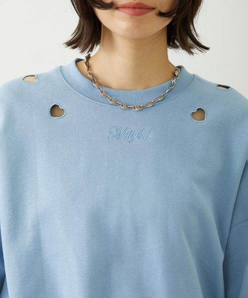 MILKFED.（ミルクフェド）の「HEART CUTWORK TOP（スウェット・レディース・オフホワイト/ライトブルー/チャコール・ONE SIZE）」の14枚目の写真