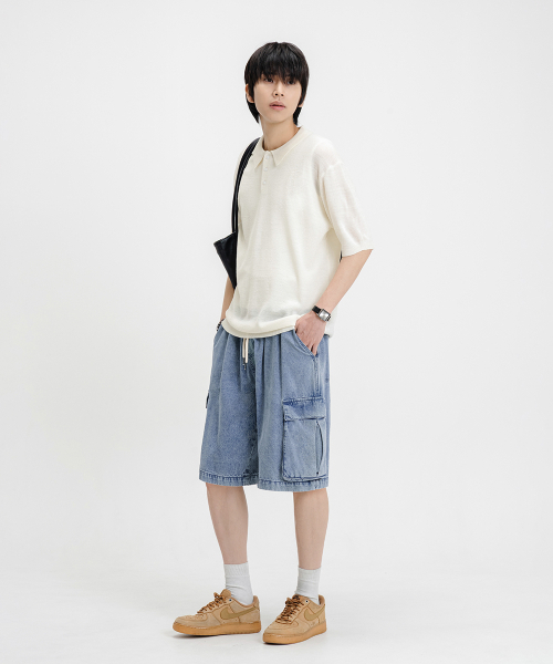 LEMAIN SECOND（リメインセカンド）の「BERMUDA WIDE ONE-TUCK CARGO DENIM SHORTS [LIGHT BLUE]（その他パンツ・メンズ・その他・MEDIUM/LARGE）」の3枚目の写真