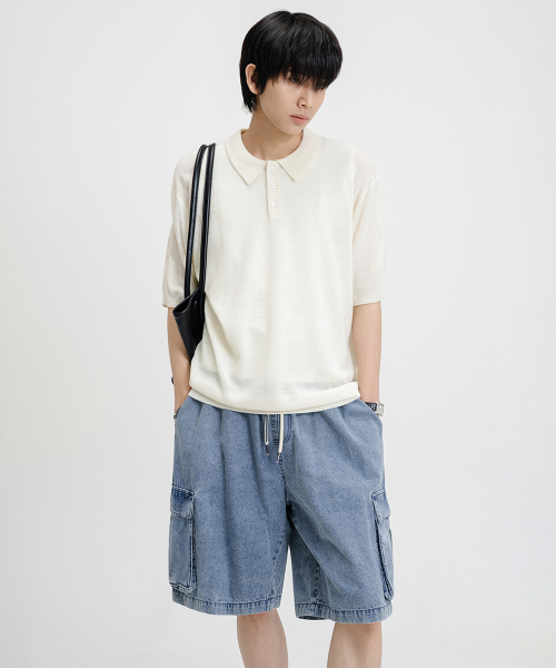 LEMAIN SECOND（リメインセカンド）の「BERMUDA WIDE ONE-TUCK CARGO DENIM SHORTS [LIGHT BLUE]（その他パンツ・メンズ・その他・MEDIUM/LARGE）」の4枚目の写真
