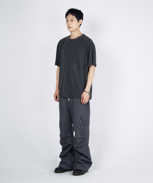 SLOWACID（スローアシッド）の「ピグメントストライプスタンプ半袖Tシャツ[チャコール]（Tシャツ/カットソー・レディース・その他・SMALL/MEDIUM/LARGE/X-LARGE）」の4枚目の写真