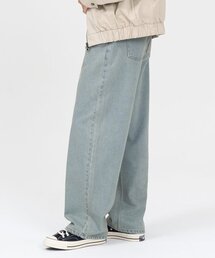 モアワイドデニムパンツ (ナイルブルー)