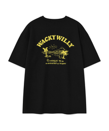 ビーチグラフィックバカンス半袖Tシャツブラック