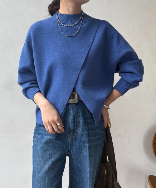 DouDou(ドゥドゥ)の「【WEB限定】クロップド2WAYニット(ニット/セーター・レディース・オフホワイト/ブラック/ブルー・FREE)」の2枚目の写真