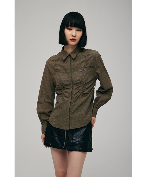 FELICITY（フェリシティ）の「Sheer Check Blouse（シャツ/ブラウス・レディース・ブルー/ベージュ・2）」の2枚目の写真