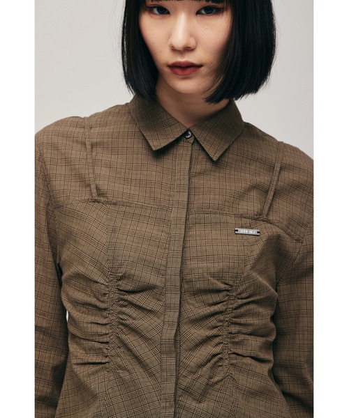 FELICITY（フェリシティ）の「Sheer Check Blouse（シャツ/ブラウス・レディース・ブルー/ベージュ・2）」の3枚目の写真