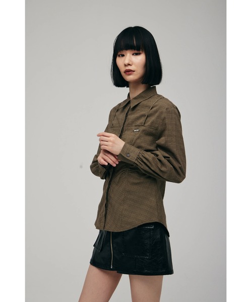FELICITY（フェリシティ）の「Sheer Check Blouse（シャツ/ブラウス・レディース・ブルー/ベージュ・2）」の4枚目の写真