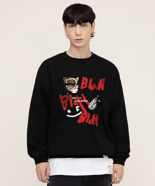 GRAVER（グレーバー）の「[ユニセックス]BLAH BLAH スマイルマンツーマン_3カラー（スウェット・レディース・ブラック/Cream/ライトグレー・LARGE/MEDIUM/SMALL）」の13枚目の写真