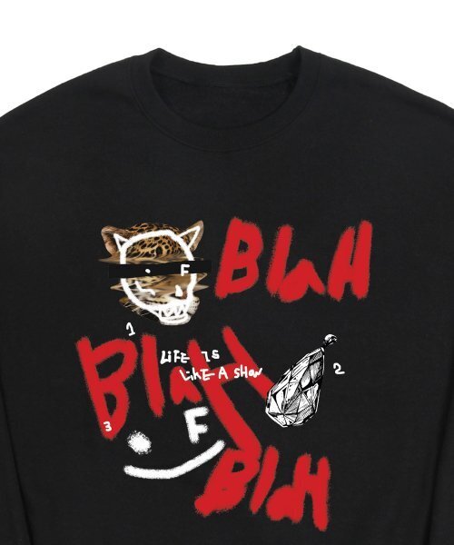GRAVER（グレーバー）の「[ユニセックス]BLAH BLAH スマイルマンツーマン_3カラー（スウェット・レディース・ブラック/Cream/ライトグレー・LARGE/MEDIUM/SMALL）」の12枚目の写真