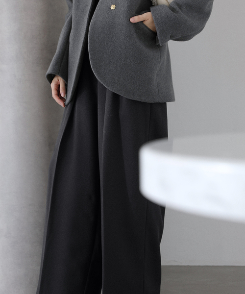 La TOTALITE（ラトータリテ）の「ウーリーカルゼワイドパンツ（スラックス・レディース・ブラック/ブラウン/ライトグレー・38/36）」の2枚目の写真