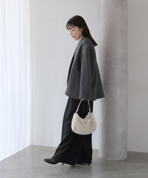 La TOTALITE（ラトータリテ）の「ウーリーカルゼワイドパンツ（スラックス・レディース・ブラック/ブラウン/ライトグレー・38/36）」の5枚目の写真